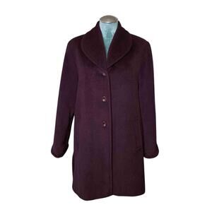 Preston & York Merlot Wool Mohair Blend Swing Coat Sze 10 Purple Buttons Outdoor
